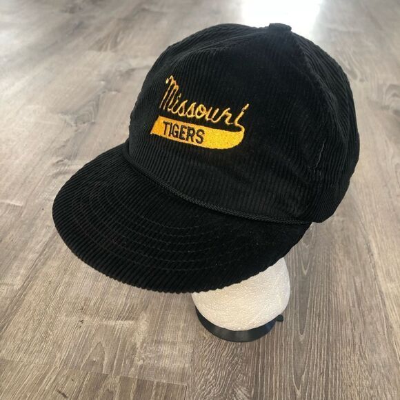 Vtg University Missouri Tigers Corduroy Adjustable Strapback Baseball Hat Cap - Picture 1 of 4